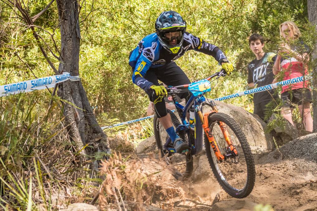 Bodacious Belgian: Martin Maes finessing the trails at Blue Derby. Pictures: Phillip Biggs 