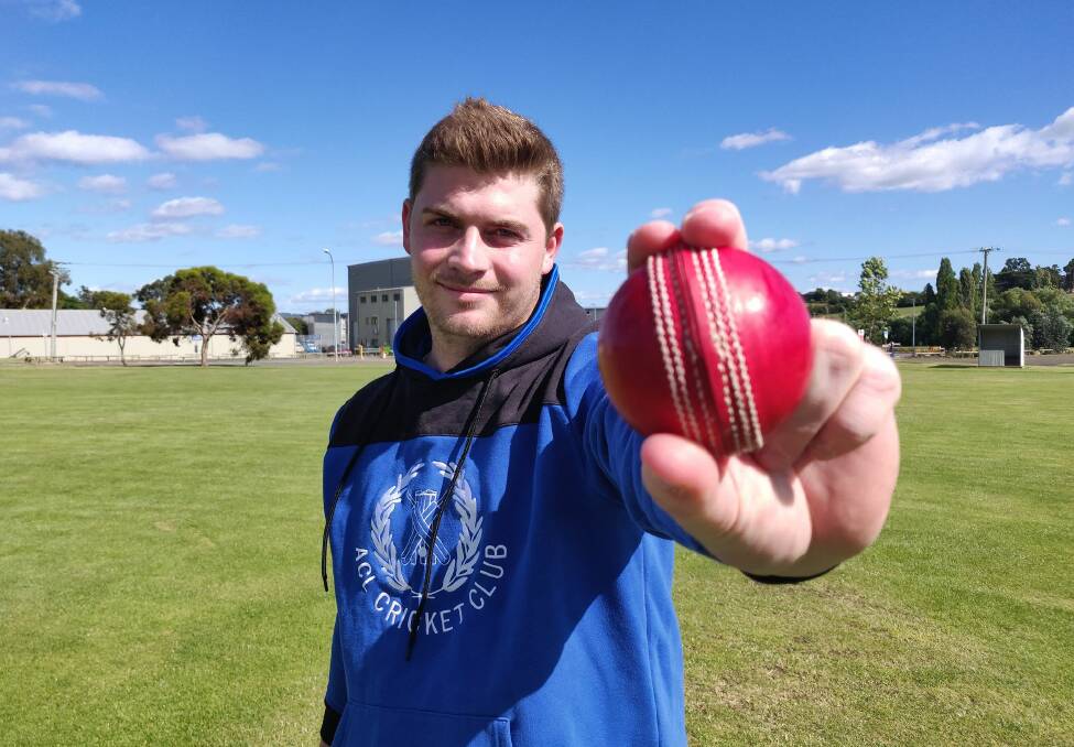 Big red: ACL leg-spinner Cam Martin at University Oval. Picture: Harry Murtough