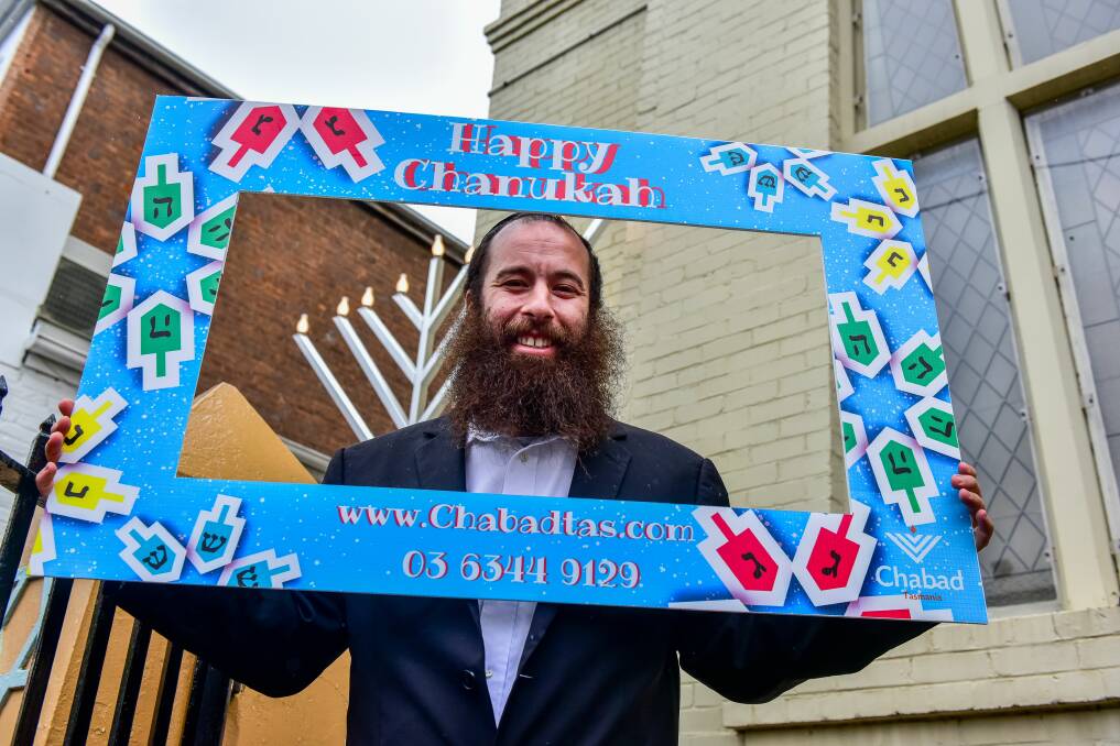 SHALOM: Rabbi Yochanan Gordon at Launceston Synagogue for preview of Chanukah in Tasmania. Picture: Neil Richardson