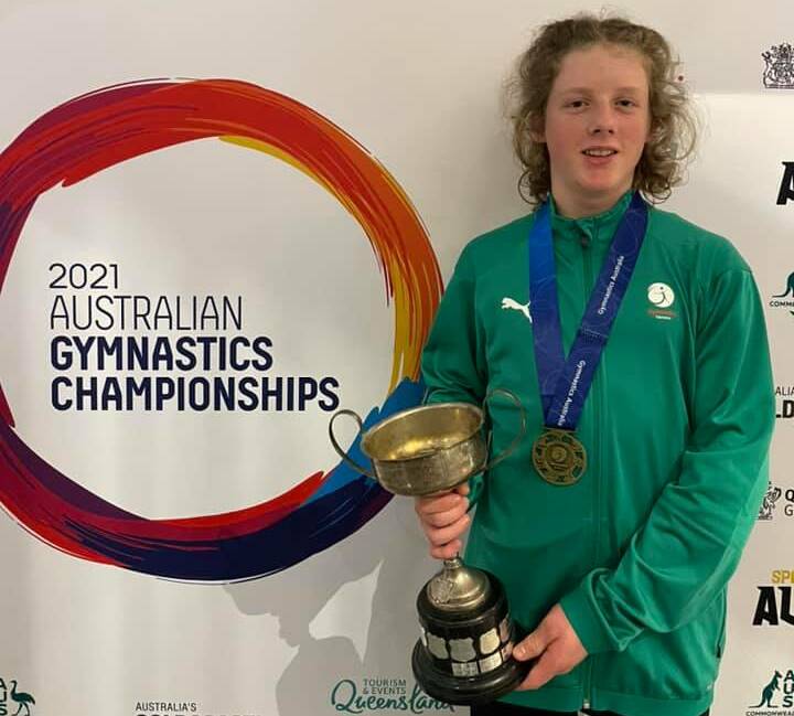 Cup winner: Leuca McLeod with the spoils of victory from the national gymnastics championships.
