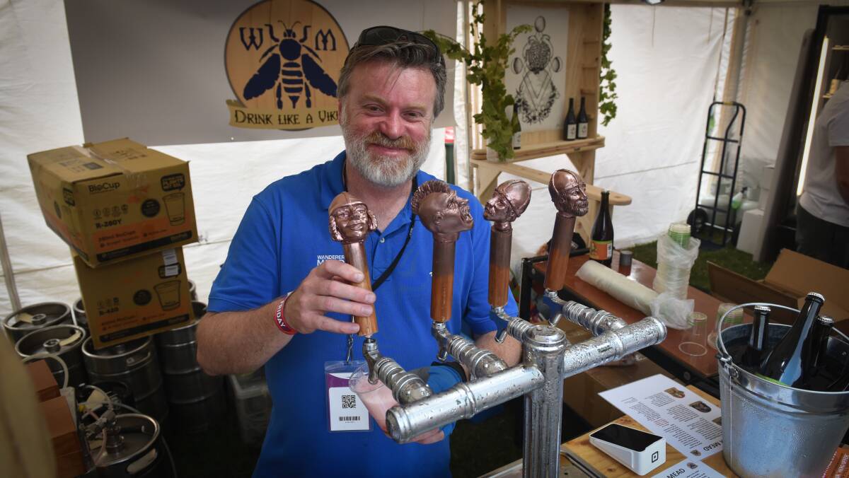 Cheers: Wanderer Mead owner Stephen Wilkins, of Dilston pouring a pint of mead at his first Festivale. Picture: Paul Scambler