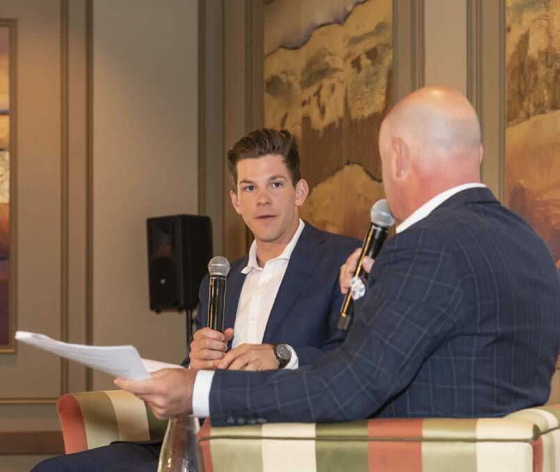 Captain's call: Australian captain Tim Paine talking at the recent Raiders luncheon at Country Club Launceston. Picture: Craig George