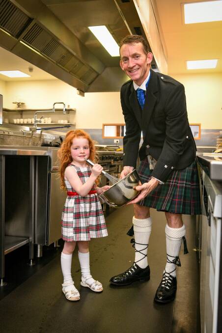 Marjories Chef Chris Williams, and his daughter Cora 4yr. Scottish Ceilidh at Marjories at Woolmers.