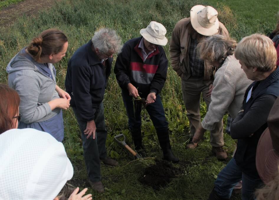 Sifting through the soil: A soil discussion group conducting a field day. Picture: Supplied