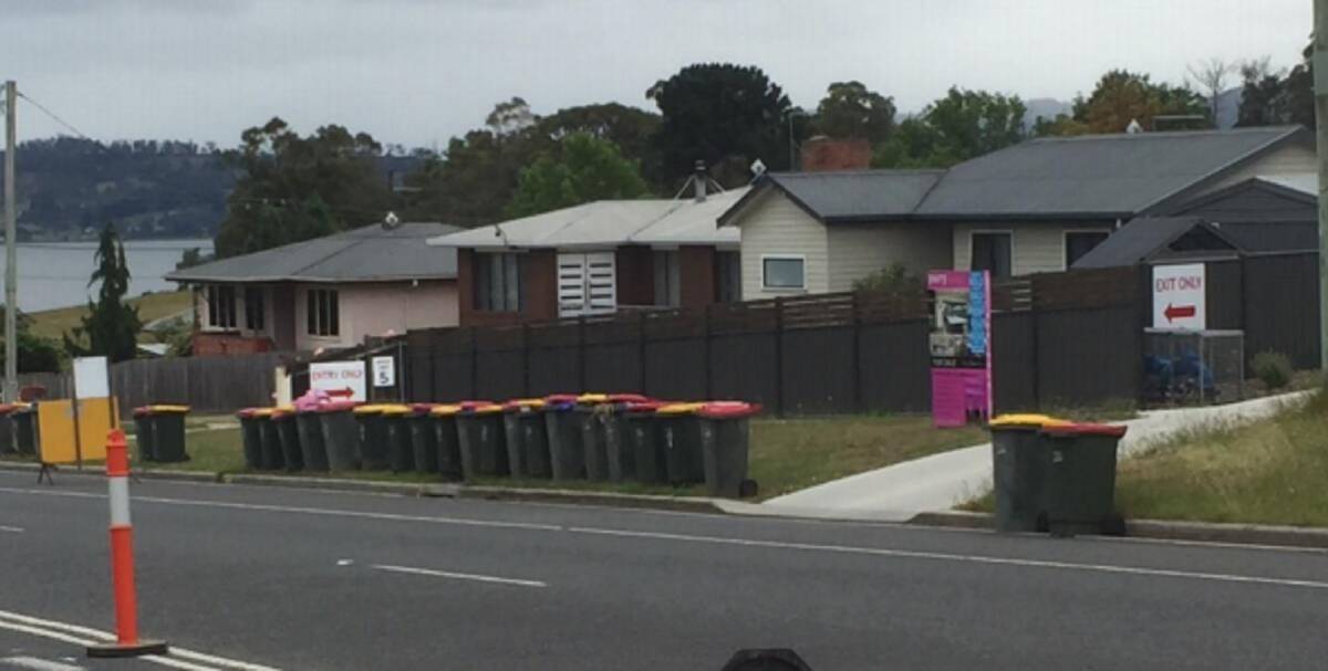 Total rubbish: A build up of bins along roads in West Tamar communities has lead to issues being raised with council. Picture: West Tamar Council