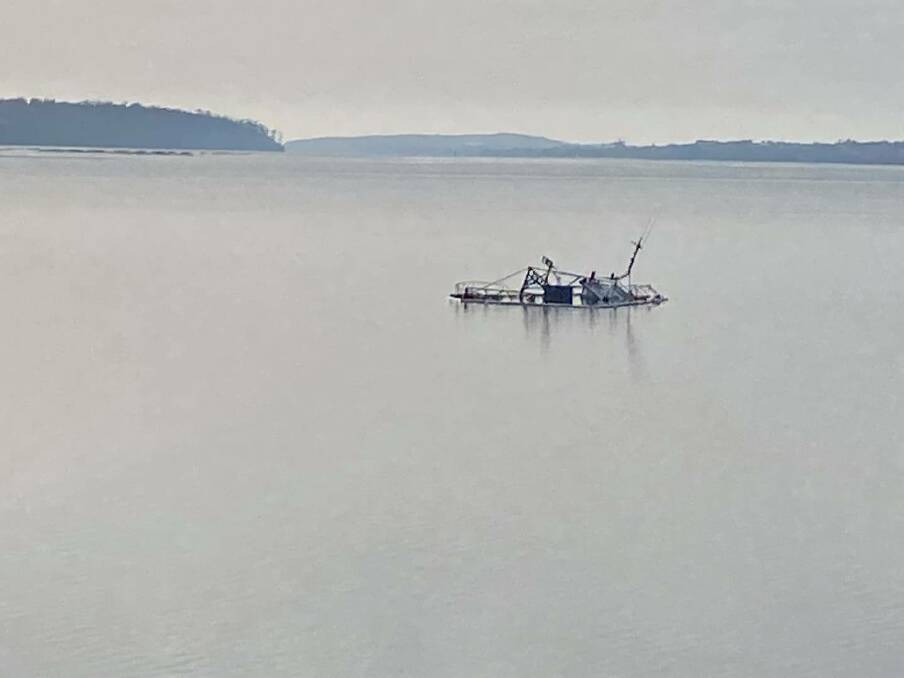 One of the sunken vessels at Beauty Bay, St Helens. Picture: Scott Hayes