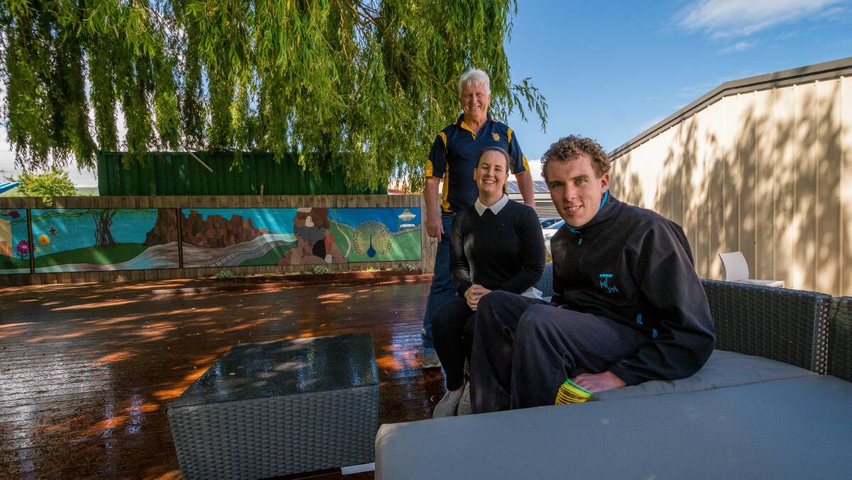 Upgrade: New Horizons member Josh Wiley, project director Jon Williams, New Horizons CEO Belinda Kitto at newly renovated outdoor area. Picture: Phillip Biggs.