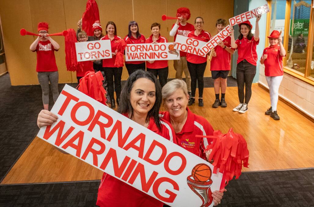 TORNADO WARNING: Kristy Street and Jan Van Asch with fellow Torns volunteers at the Elphin Sports Centre. Picture: Paul Scambler