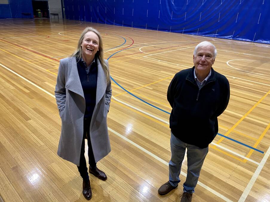 Health and Small Business Minister Sarah Courtney with Elphin Sport Centre presiden Peter Dunphy. Picture: supplied