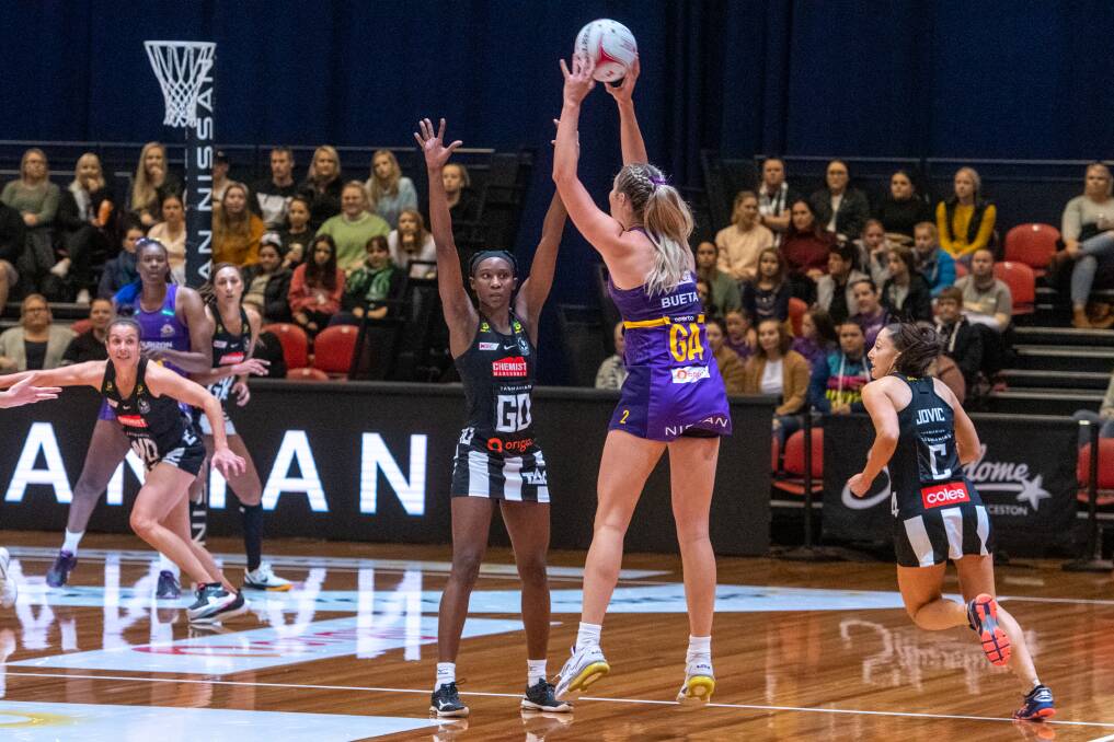 Super Netball action at the Silverdome. Picture: Paul Scambler