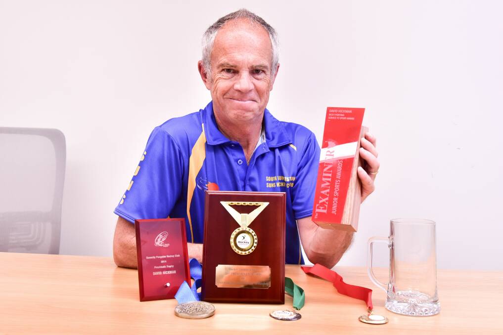 SERVICE: David Hickman winner of service to sport award, along with many other trophies of a storied career. Picture: Neil Richardson.