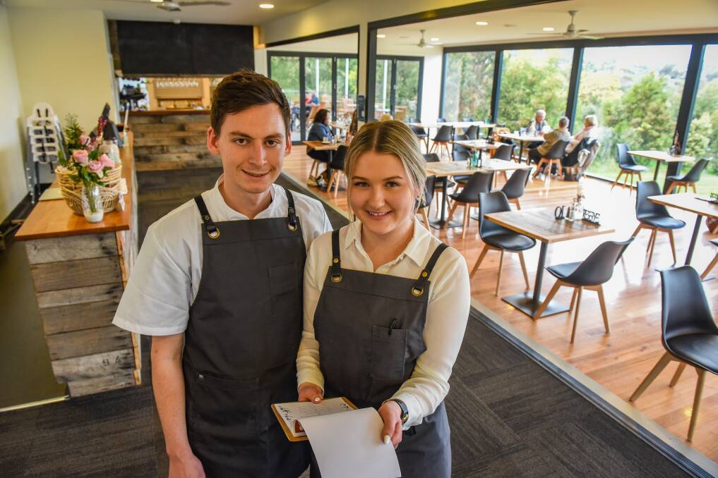 Cheerful: Apricus owner and head chef Josh Brown and front of house manager Sarah Robins. Picture: Paul Scambler 