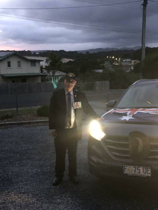 Anzac spirit: Vietnam veteran Phil Craw during the dawn commemorations held at Greens Beach. Picture: supplied