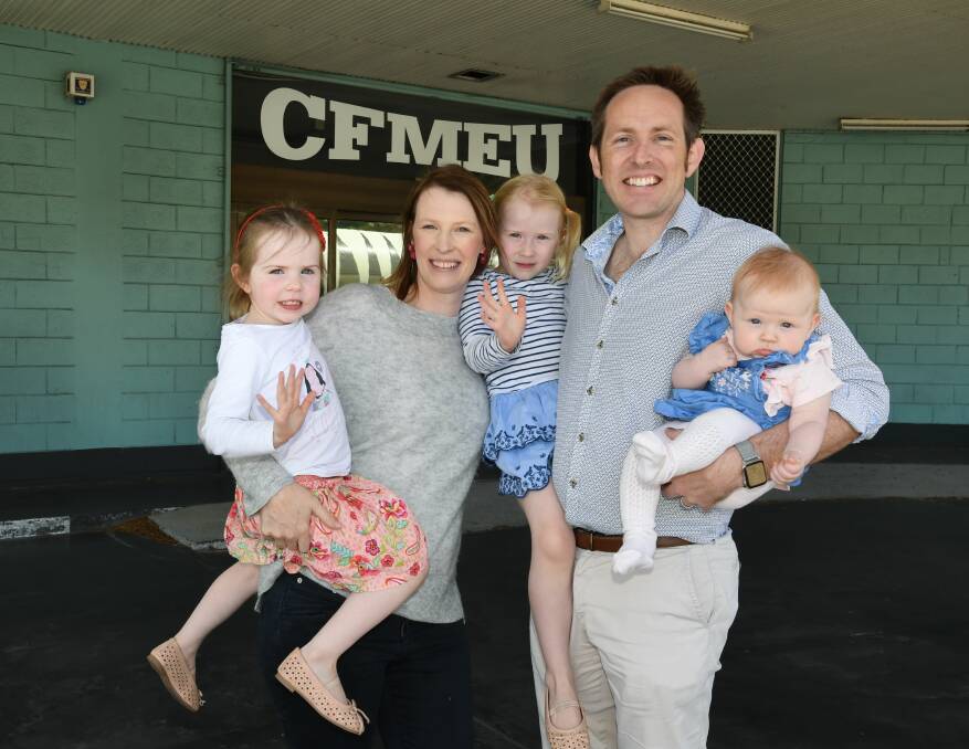 Growth: Launceston Health Hub Director Jerome Muir Wilson with his family Nina, 3, Jackie, Eva, 4, and 6-month-old Pippa. Picture: Neil Richardson 