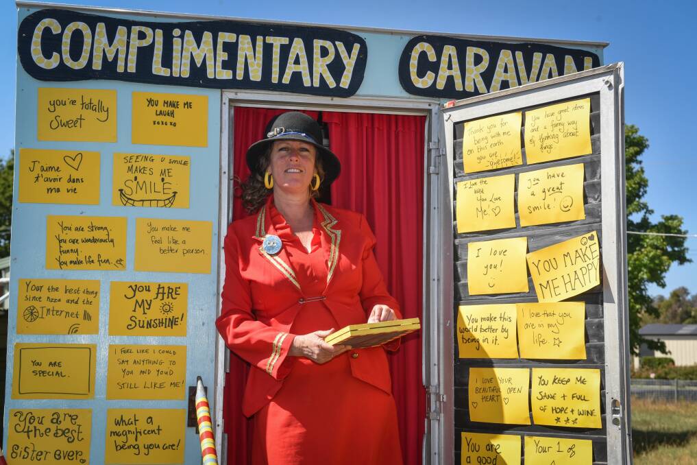 Positive vibe: Rose Turtle Ertler and her Compliment Caravan at Chudleigh. Picture: Paul Scambler.