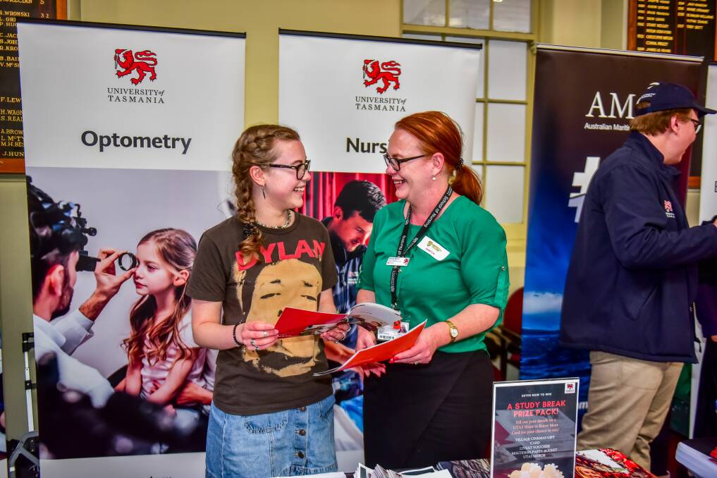 Learned: Grade 12 student Polly Grove talking with Belinda Beavan from School of Nursing at the Launceston College careers Expo. Picture: Neil Richardson