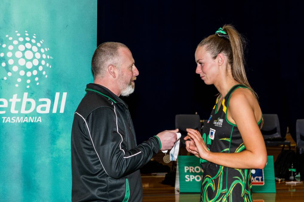 VALUE: Courtney Treloar receiving her 19 and under MVP medal in 2020. Picture: Phillip Biggs