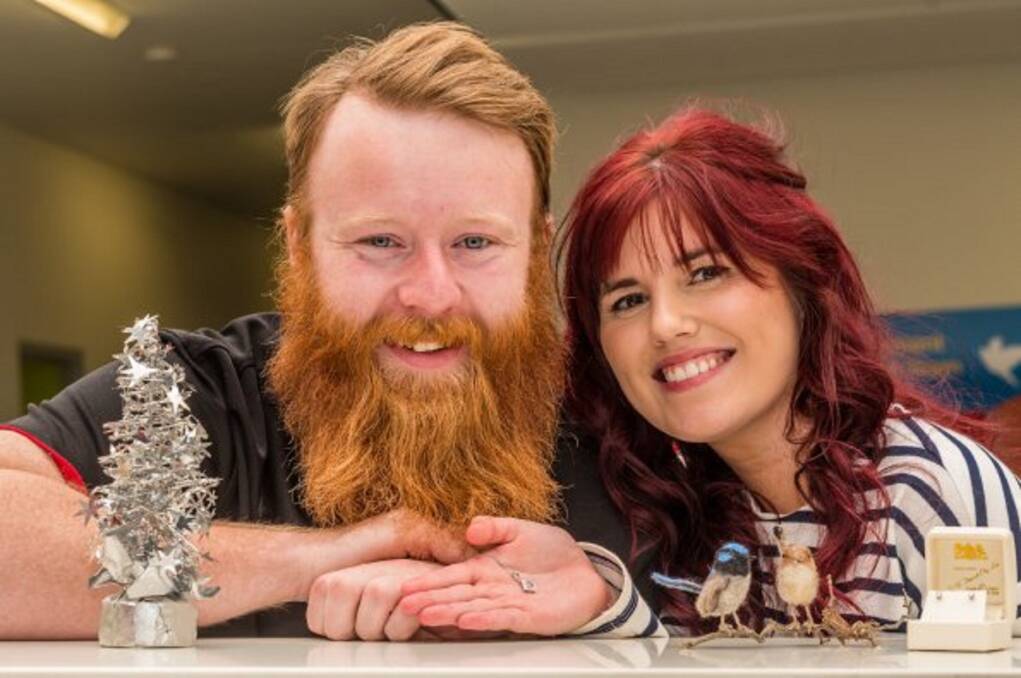 Beardly competition: Nathan Hayes and Jasmine Johns are ready to celebrate 10 Years of Niche, for St Giles. Picture: Phillip Biggs.