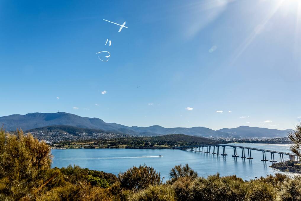 Easter skywriting above Hobart. picture: supplied