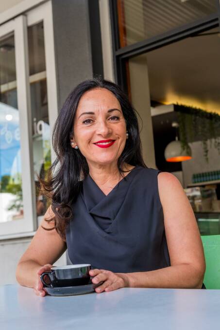 Brewing business: Elaia Cafe Restaurant co-owner Ritsa Nicholas in front of her cafe. Picture: Phillip Biggs