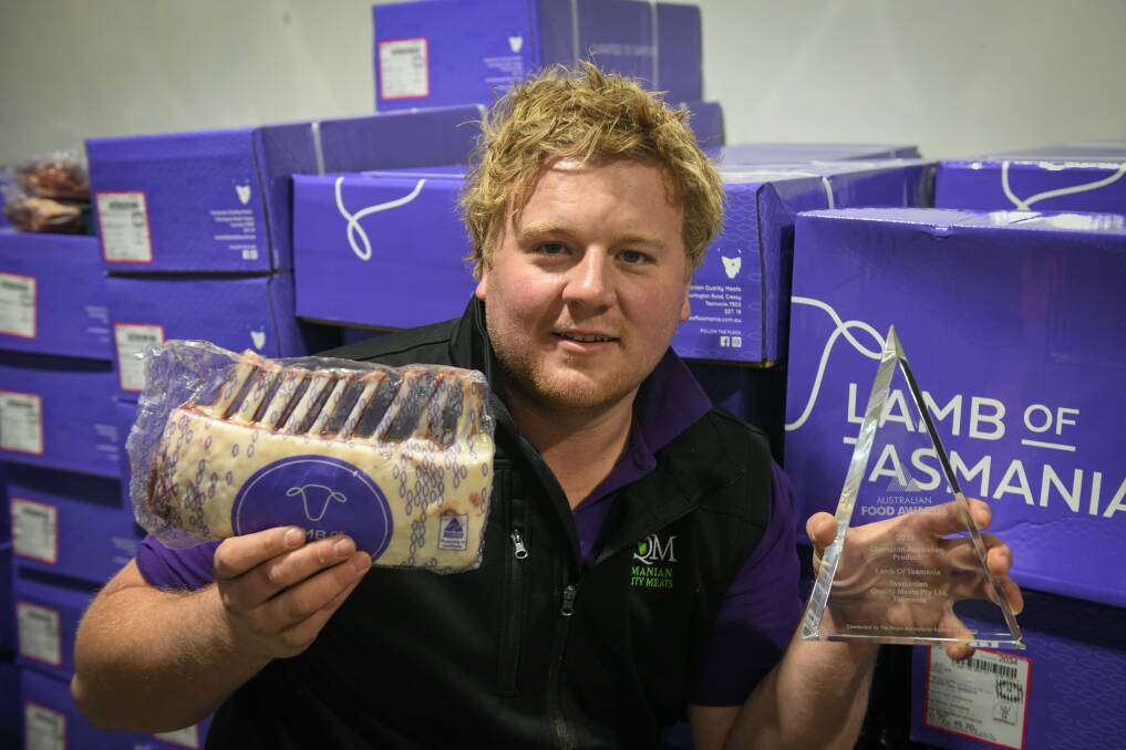 We have the meats: Tasmanian Quality Meat's Matt Lang of Cressy, with the champion Australian product awards. Picture: Paul Scambler