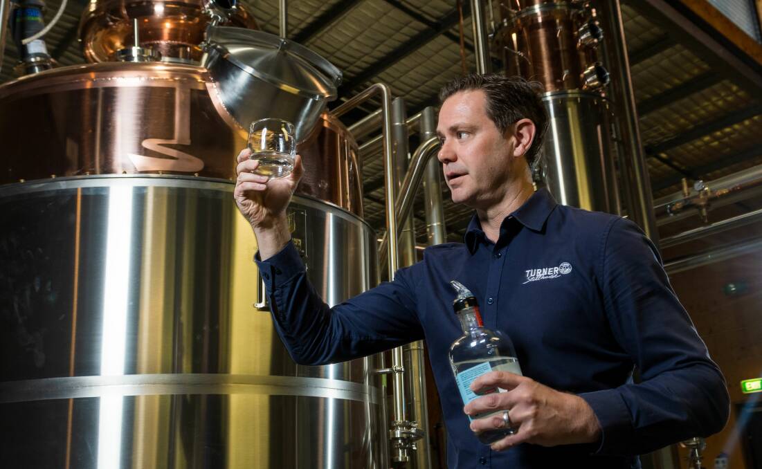 Spirit: Turner Stillhouse founder and owner Justin Turner launches the newly built whisky distillery in the Tamar Valley. Picture: Phillip Biggs