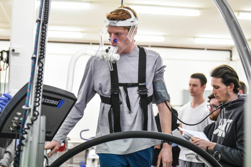 Cardio: Open Day Student Lachlan Bonney at Excerise Science. Picture: Neil Richardson