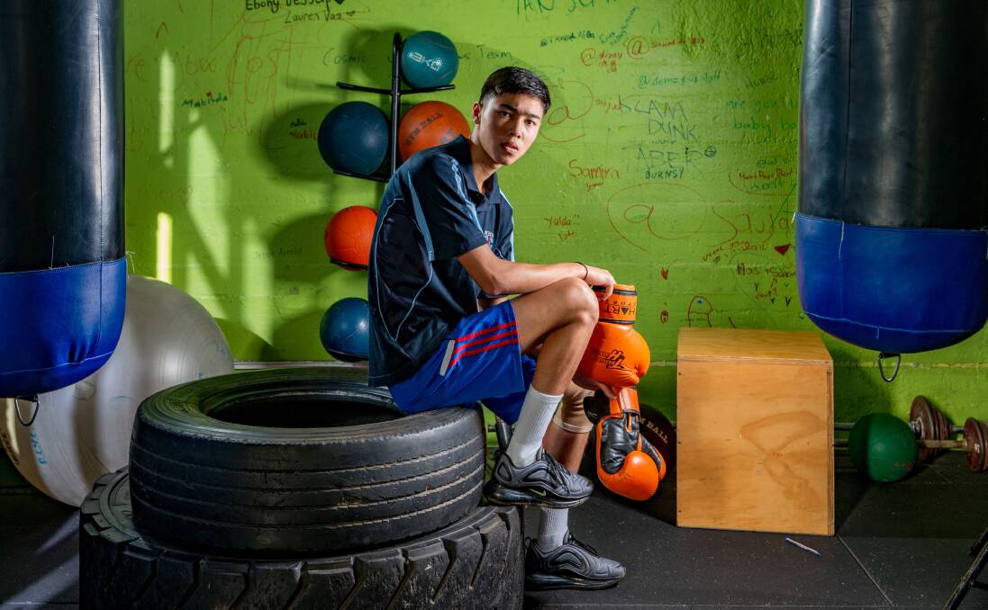 SKILLED: Launceston boxer Ali Akbargawhari, 17, is quickly becoming one of the state's premier boxers. Picture: Phillip Biggs