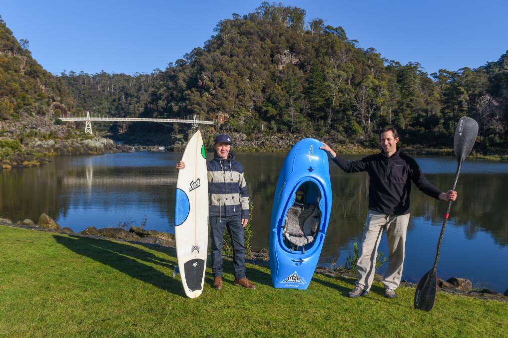 IDEA: Adam Dickenson and Geoff McQueen, of the Surf City Project, at Cataract Gorge. Picture: Paul Scambler.