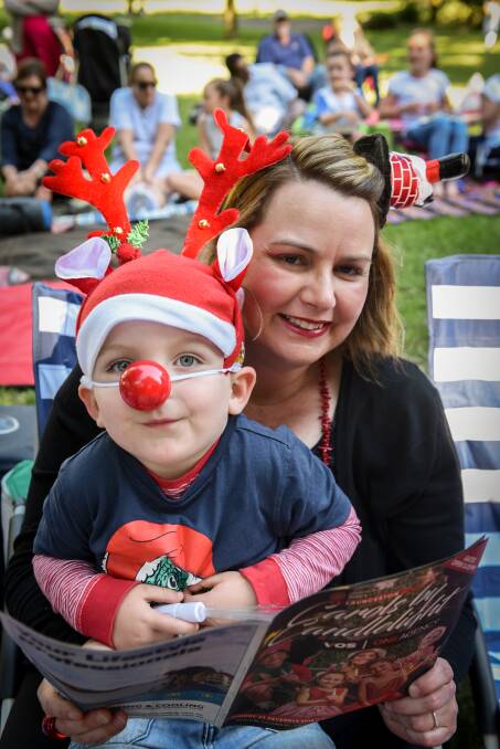 Red-nosed reindeer: Archie Barker, 3 and Clair Snooks of Launceston. Pictures: Paul Scambler