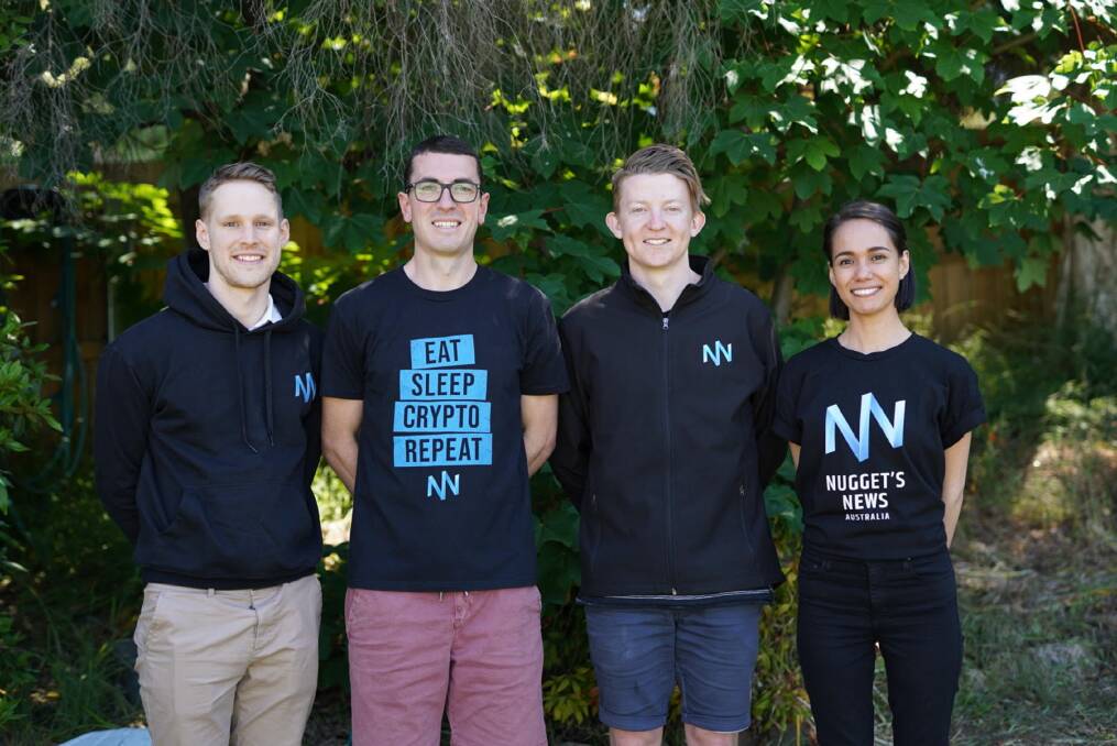 Crypto wizzes: Nuggets New's Matt Willemsen, founder Alex Saunders, Ben Simpson and Megan Steicke. Picture: supplied