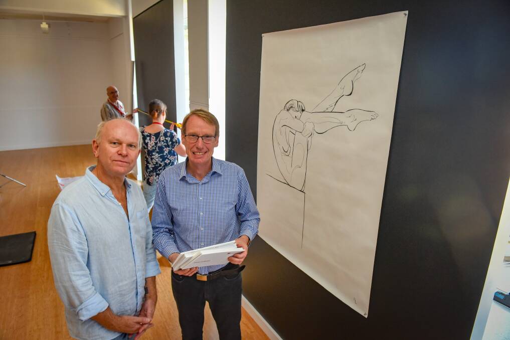 Back to basics: Co-Curators Dr. Kim Lehman and Dr. Malcom Bywaters at the Launceston College art gallery , Gallows, for the Drawing without words Exhibition. Picture: Paul Scambler