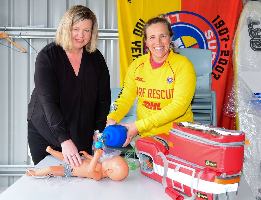 Revive: Bass MHR Bridget Archer and Launceston Lifesaving Club chief instructor Michelle Brook with the new oxygen resusitation equipment. Picture: Neil Richardson
