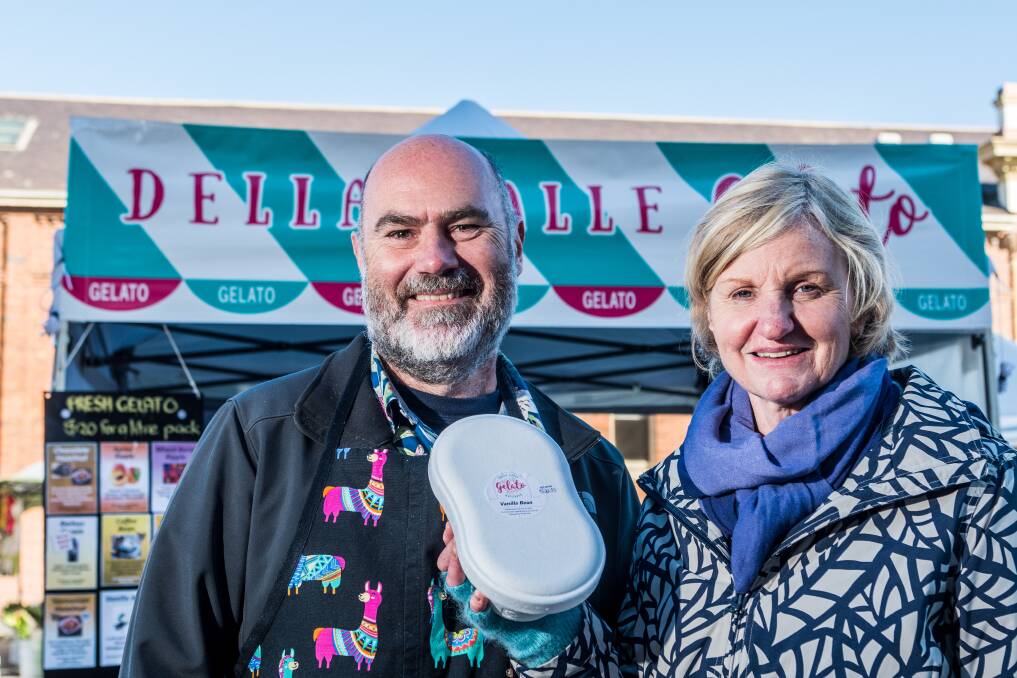 Frosty future: Dale and Debbie Kunde co-owners of Della Valle Gelato, at Harvest Market. Picture: Phillip Biggs