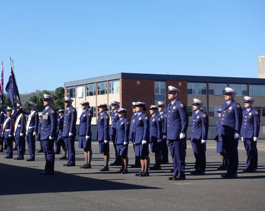 Joining the force: Tasmania Police's latest constable graduates taking formation. Picture: supplied