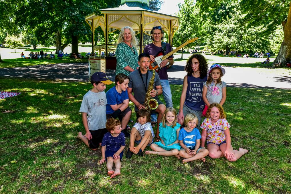 Blue sky and music: Evan Carydakis Trio entertain at City Park with Evan Carydakis on Sax with Kath Ryman and Brendon Siemsen at back Neil Richardson