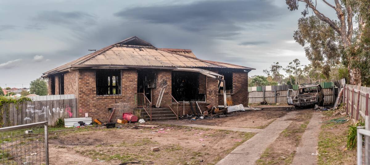 Burnt out house at 22 Cupania Street, Rocherlea Wednesday April 3 2019 picture: Phillip Biggs