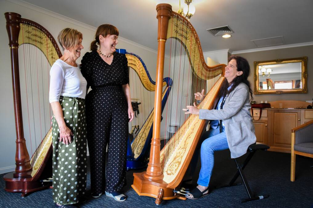 Harp heaven: Cristina Braga, of Brazil, Harp Society's Margaret Davis and Harp Island co-ordinator Judy Cress-Morris. Picture: Paul Scambler