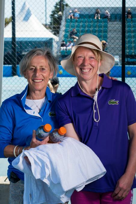 Winners and grinners: Tennis Tasmania volunteer Rose Wilkinson of Newstead and New Horizons volunteer Jacquie Spencer of Newstead. Picture: Phillip Biggs