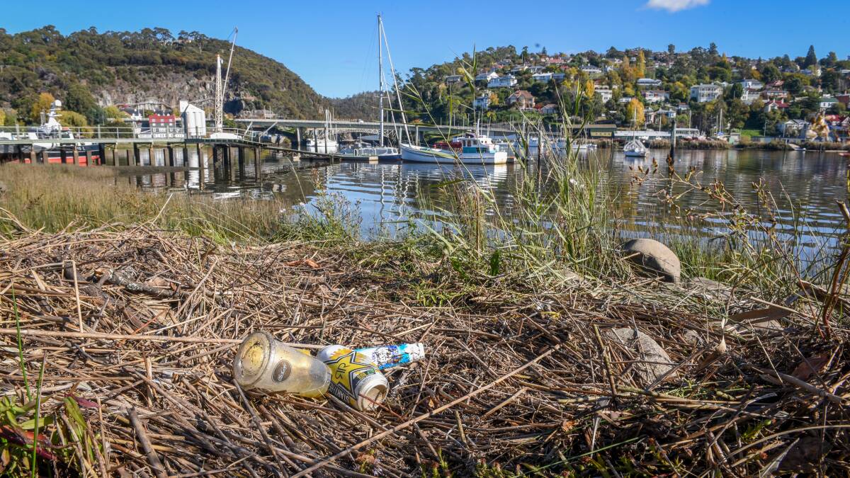 Waste: Rubbish on the shores of the Tamar River near Royal Park. The health of the river has been an ongoing concern. Picture: Paul Scambler