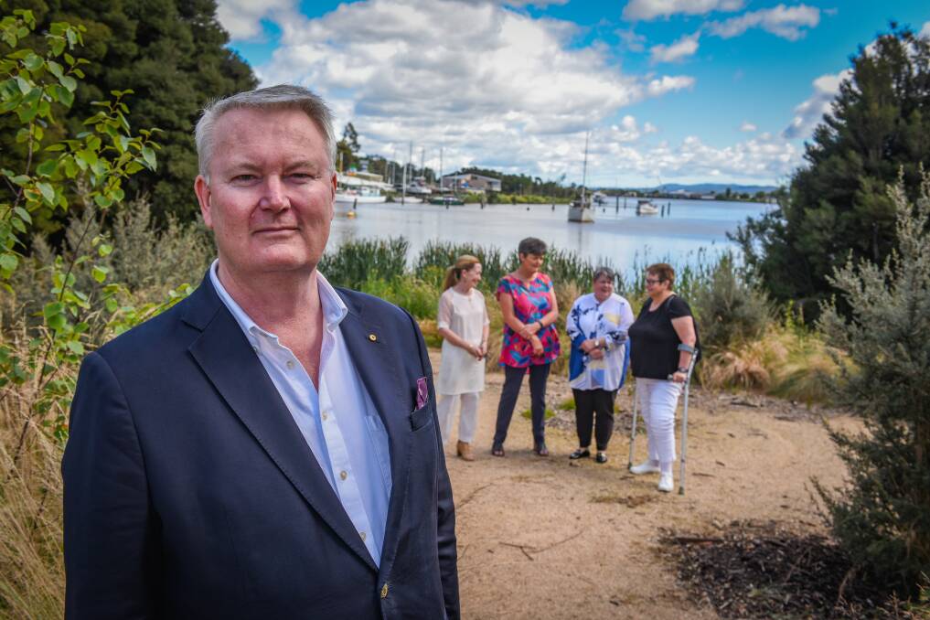 PEACE TALK: The Ethics Centre's chief executive Dr Simon Longstaff, pictured with the 2019 Tamar Peace Festival trustees Tamara Foster, Jo Archer, Donna Bain and Janine Healey. Picture: Paul Scambler