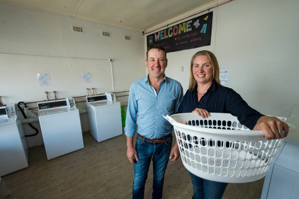 Squeaky clean: Cressy Wash 'n' Dry owner Sarah and Lauchie Cole at their shop in Main Street, Cressy. Picture: Phillip Biggs