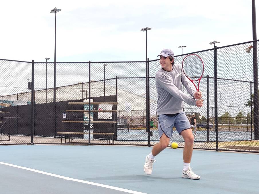 Star-spangled serve: Sam Whitehead is itching to play division one tennis at University of Texas, Rio Grande Valley. Picture: Harry Murtough