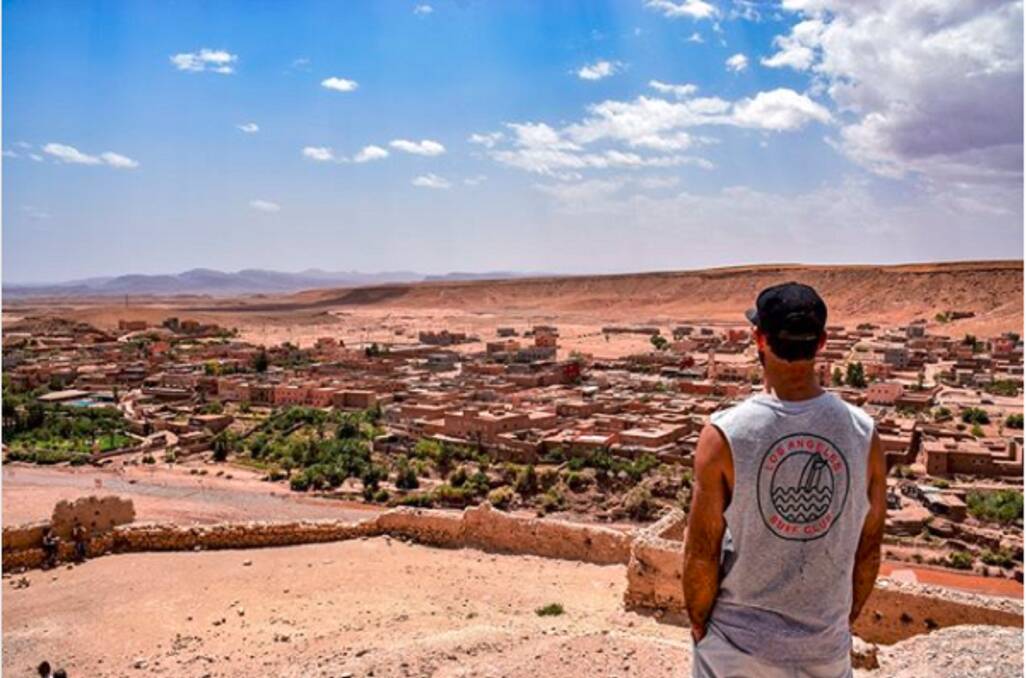 Brodie Deverell looking out at the town of Ksar Ait Ben Haddou in Morocco. 