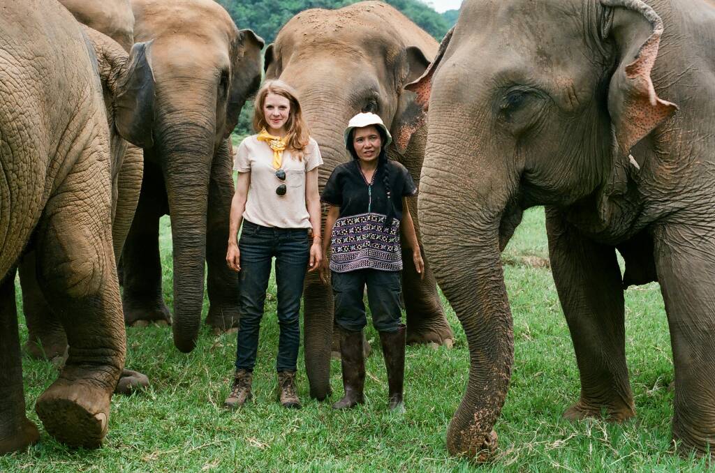 Love and Bananas director Ashley Bell and Lek Chailert during her work on elephant conservation in Thailand. Picture supplied