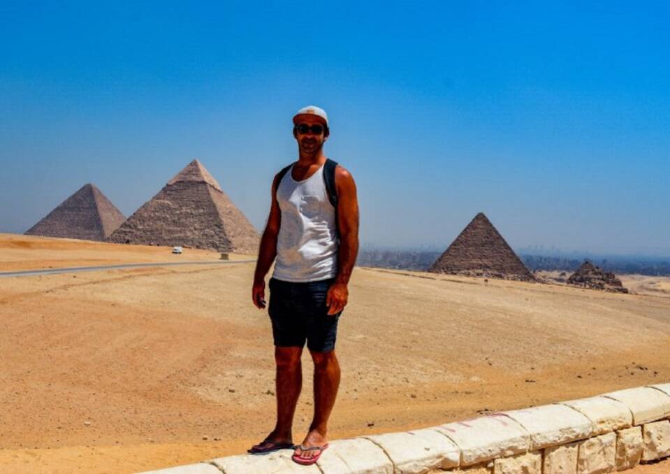 Egypt: Brodie Deverell enjoying the heat and sights around the Pyramids of Giza. Pictures: supplied