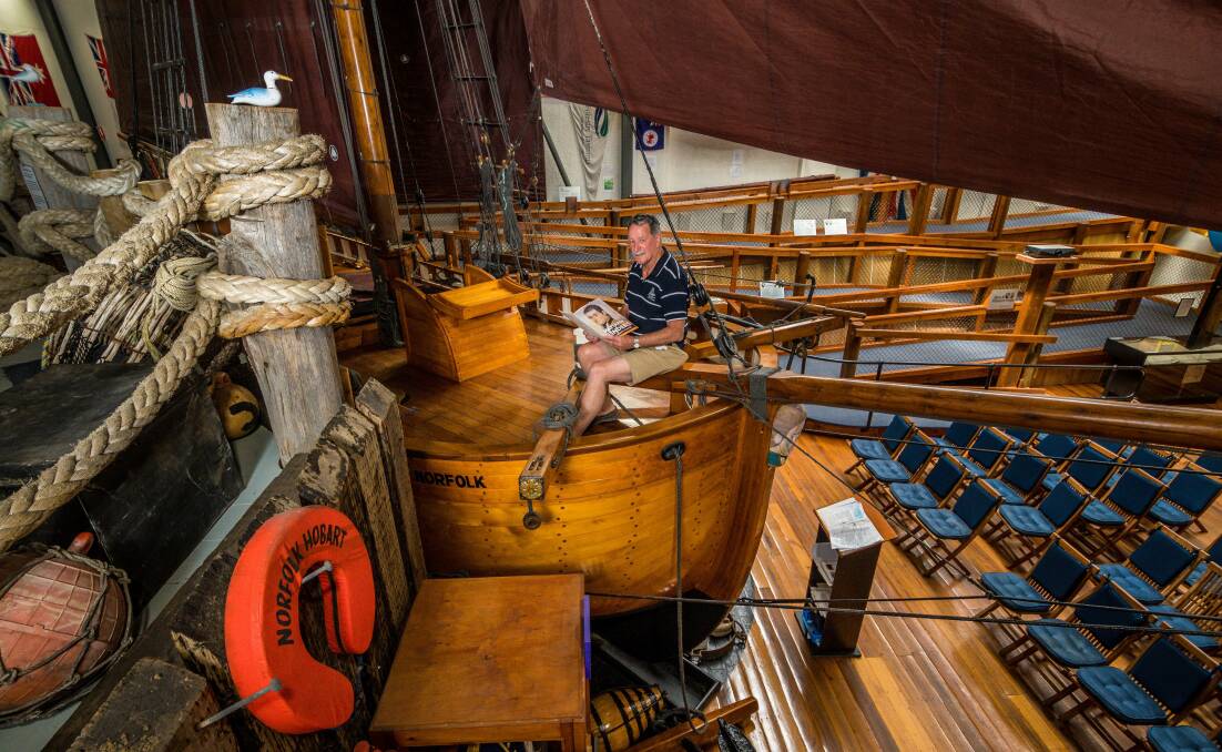 DISCOVERY: The Bass and Flinders Centre chief executive Peter Hale on the centre's replica Norfolk in 2019. Picture: Phillip Biggs