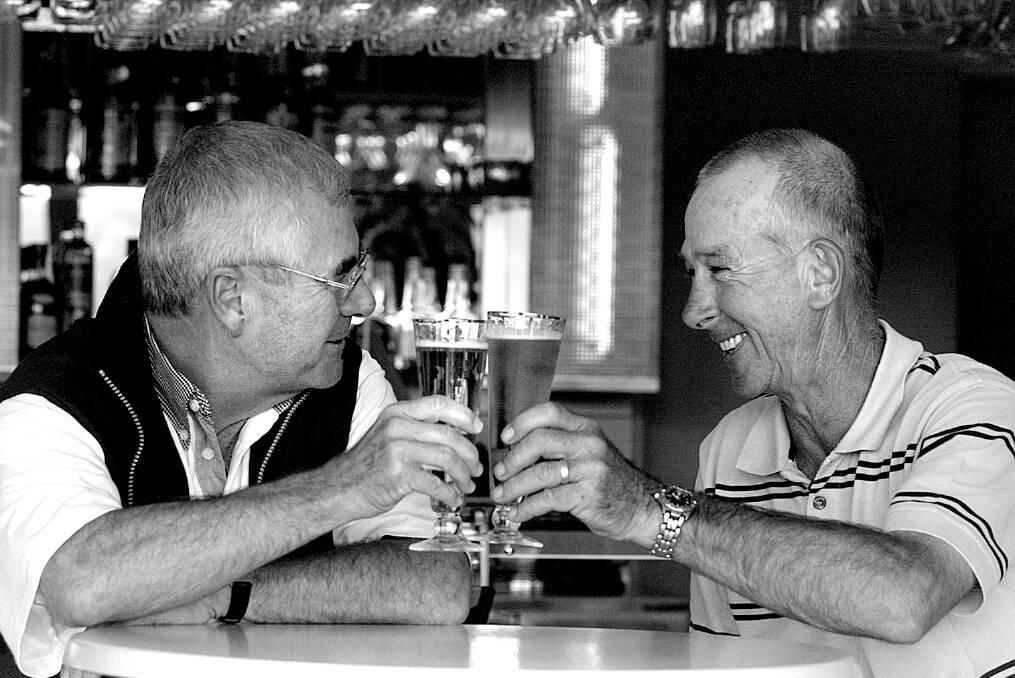 4th December 2003: Ross Ambrose and Graeme Ponting toasted their son's success when they met for the first time at the Mowbray Golf club in Launceston.