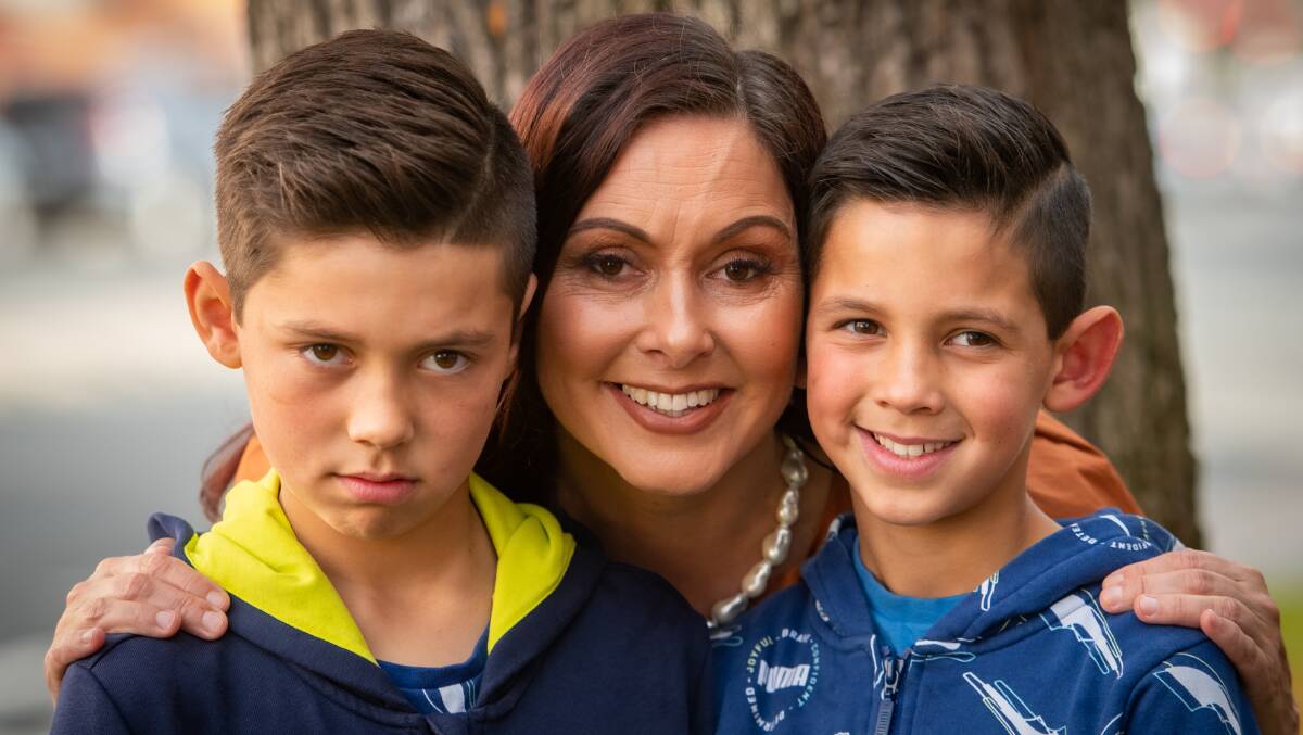 Kathryn Hay of Launceston with her sons, Hunter 9 and Chase 8.