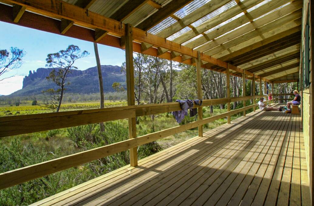 The view from the verandah of the Pelion hut in Cradle Mt area